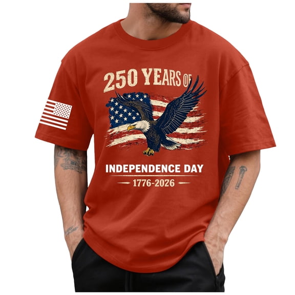 Akiihool Men Vintage Shirt Men's T Shirt Short Sleeve Cotton Blend T-Shirts Crew Neck Casual Summer Basic Tee Shirts(Red,M)