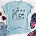thumbnail image 2 of Sky Camel Shirt, Unisex Women's Men's Shirt, Funny Giraffe Shirt, Safari Shirt, Heather Light Blue, Medium, 2 of 6