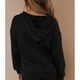 thumbnail image 2 of Blusa informal para mujer, sudaderas con capucha, cordón, manga larga, bolsillo, Top informal para mujer a la moda, negro XL, 2 of 6