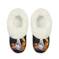 thumbnail image 2 of FUIALDOLG Halloween Fuzzy Platform Slippers for Women with Pumpkin Ghost Moon Print Comfortable Women's House Slippers Cozy Gifts, 2 of 7