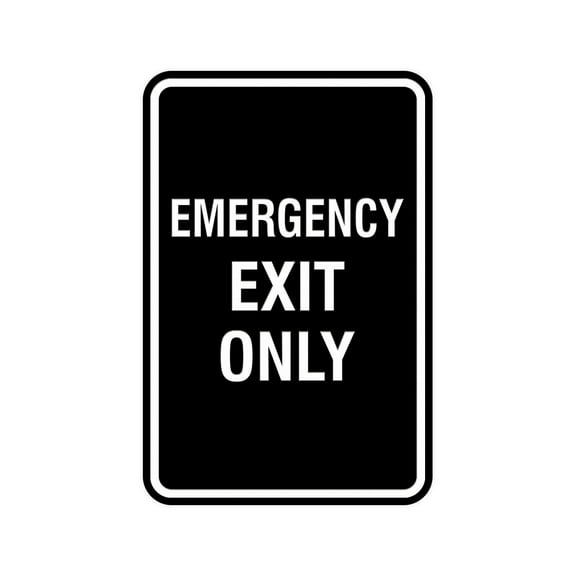 Portrait Round Emergency Exit Only Sign (Black) - Small 4" x 6"