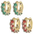 thumbnail image 2 of 1 par de lindos pendientes de aro pequeños de color dorado, tendencia 2022, nuevos con C transparente, blanco, 2 of 5