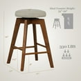 thumbnail image 3 of Costway Set of 2 Swivel Bar Stools Upholstered Counter Height Chairs with  Rubber Wood Legs, 3 of 9