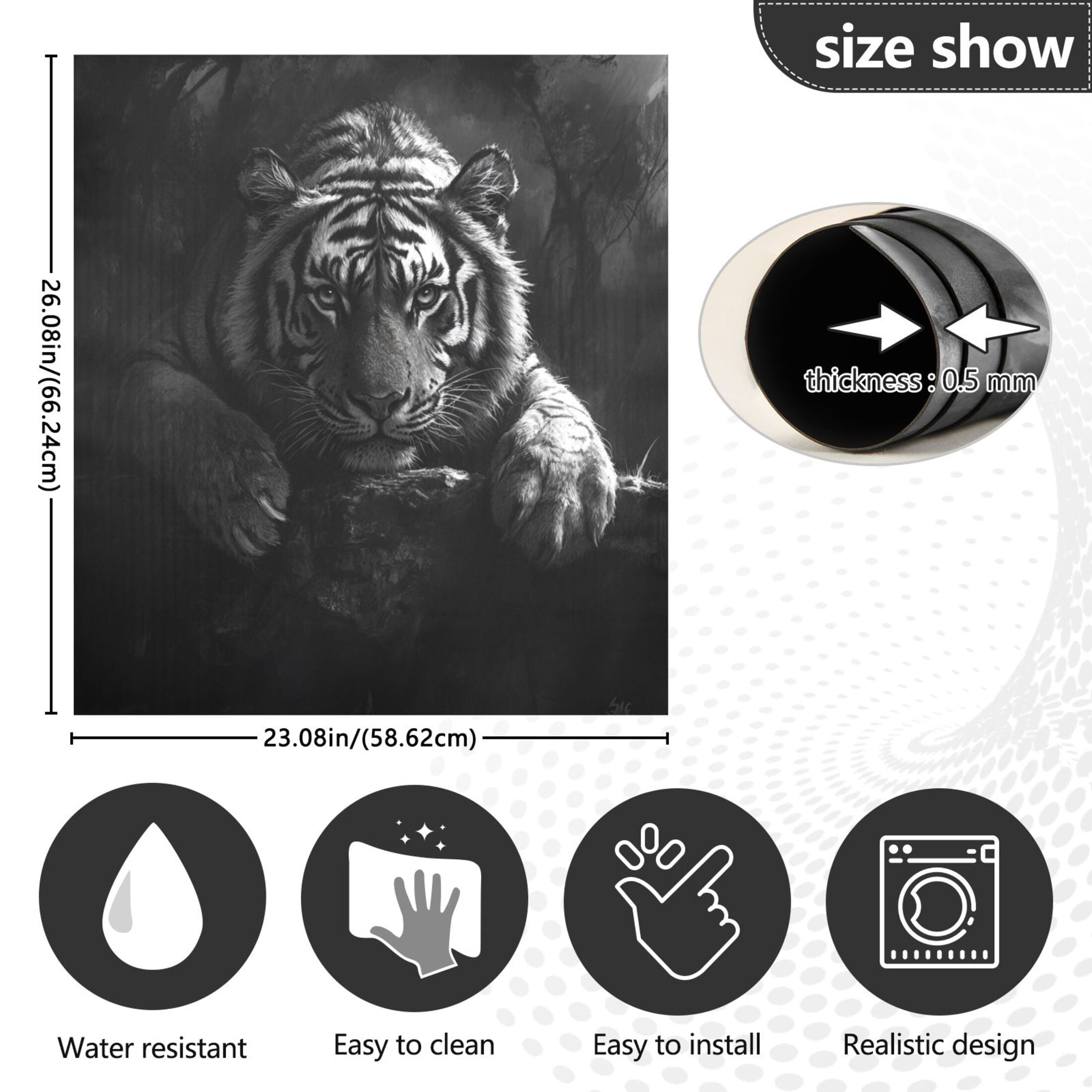 Dishwasher Magnetic Sticker 23x26 Inch Refrigerator Magnetic Sticker Washing Machine Magnetic Sticker Kitchen Panel Magnetic Sticker Home Decor Big Black Tiger