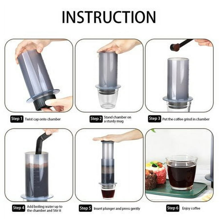 I Cafilas Aeropress Coffee & Espresso Maker - Quickly Makes Delicious Coffee Without bitterness, Size: 181.5*100*100mm