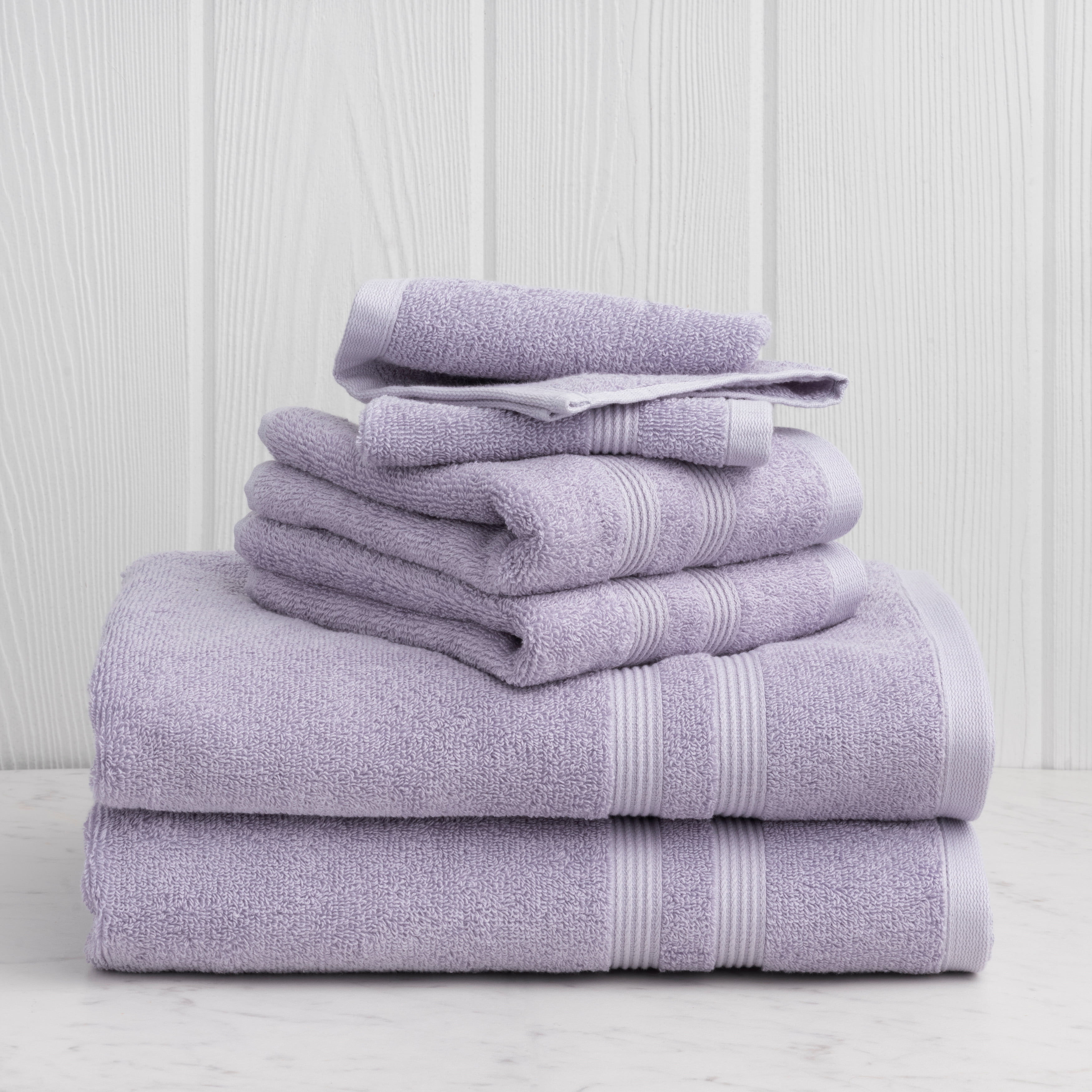 Mainstays 6Piece Performance Solid Bath Towel Collection Iris Whisper