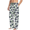 thumbnail image 3 of Mens Pajama Pants - Soft Sleep & Lounge Pants for Men, Cute Grape Green Leaves Cuteness Casual PJ Bottoms Pants with Pockets, 3 of 5