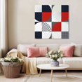 thumbnail image 5 of Red Black Geometric Wall Art Painting on Canvas, Middle Century Modern Abstract Art Canvas Art Home Prints Wall Art Framed Modern Artwork for Living Room Bedroom Wall Decor 20x20in, 5 of 9