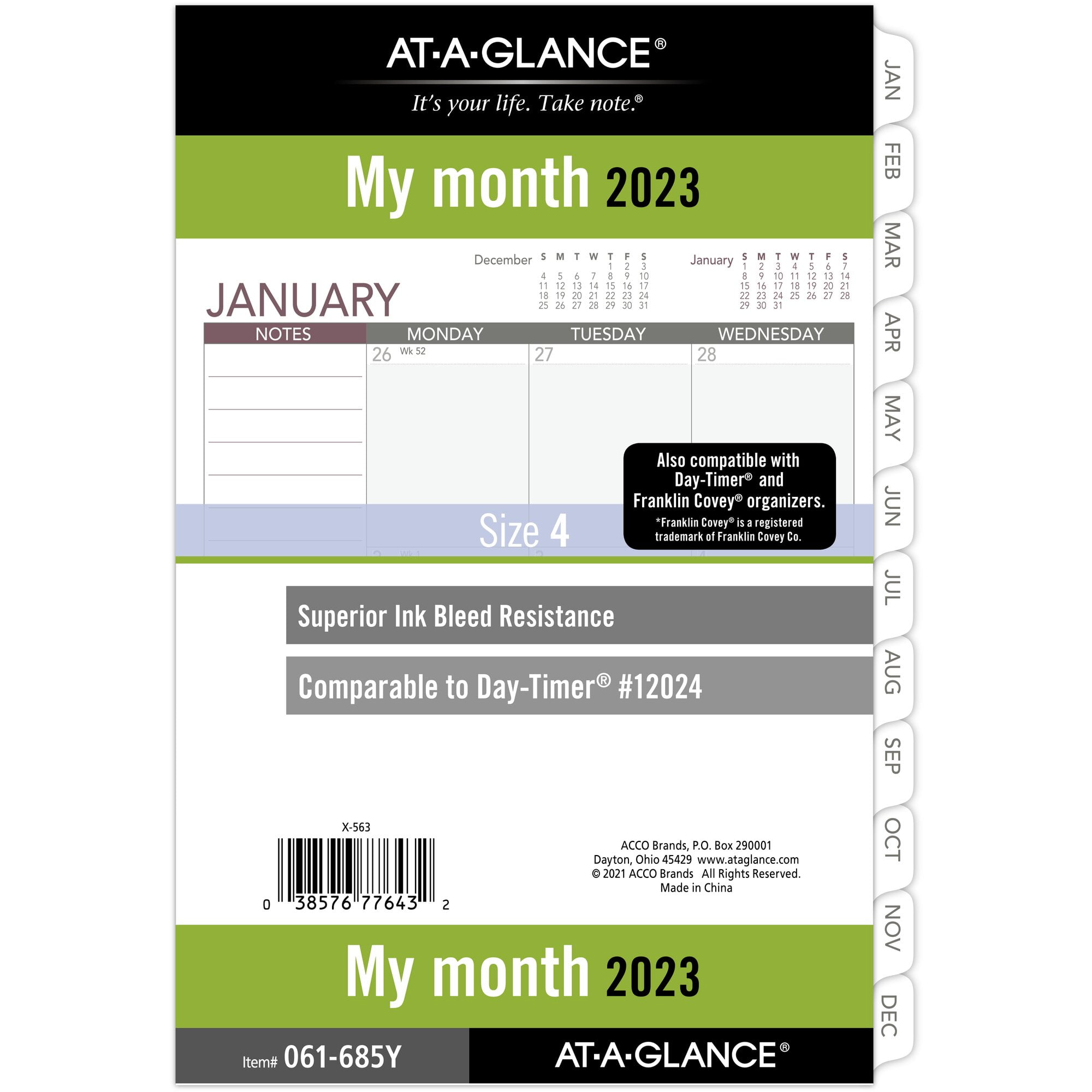 AT-A-GLANCE 2023 Monthly Planner Refill Loose-Leaf Desk Size 5 12 x 8 12