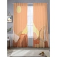 thumbnail image 2 of Abstract Line Peaks Sheer Curtains 2 Panels Set Modern Geometric Lines Sunset Hills Moutains Orange Sheer Window Curtains Light Filtering Rod Pocket Voile Drapes for Bedroom Living Room 52"X84", 2 of 8