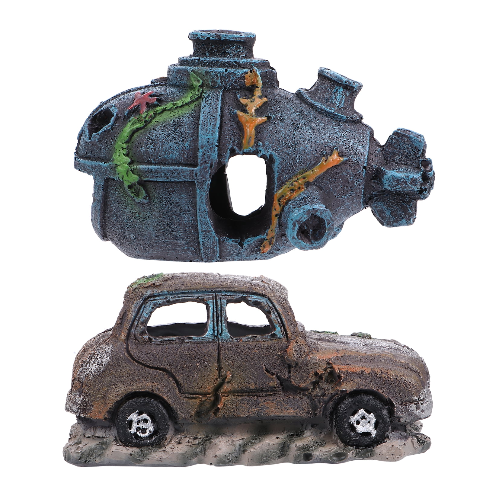 NUOLUX Ornament Car Landscape Fish Model Submarine Decor Aquarium Tank