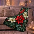 thumbnail image 6 of Festive Poinsettia Berry Arrangement Green, Festive Holiday Scene, Warm Flannel Blanket for Living Room and Family Room, Art Lovers Housewarming Gift, Festive Home Decor, 6 of 9
