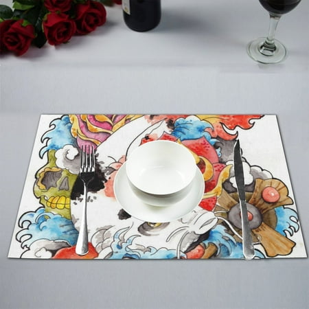 - MYPOP Koi Fish Tattoo Kitchen Table Mat Placemats for Dining Table 12x18 inches