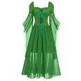 thumbnail image 2 of nerohusy Halloween Costumes for Women 2025 Cold Shoulder Fairy Dress Chiffon Lace up Vintage Dress Flare Shoulder Renaissance Dress Green,XXL, 2 of 4