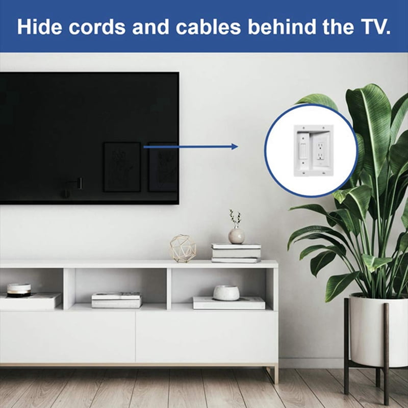 Recessed Outlet Box in Wall Cable Management Kit 15A 125V Hide TV Power Cables & Low Voltage Wires Behind the Wall