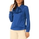 thumbnail image 1 of INSPIRAR CHIC Blusa de Satén de Manga Larga con Lazo en el Cuello para Mujeres XS Azul Real, 1 of 5