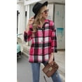 thumbnail image 4 of KISSMODA Womens Fall Plaid Flannel Lapel Button Down Oversized Blouses Tops Long Sleeve Boyfriend Casual Loose Shacket Jacket Coats, 4 of 6