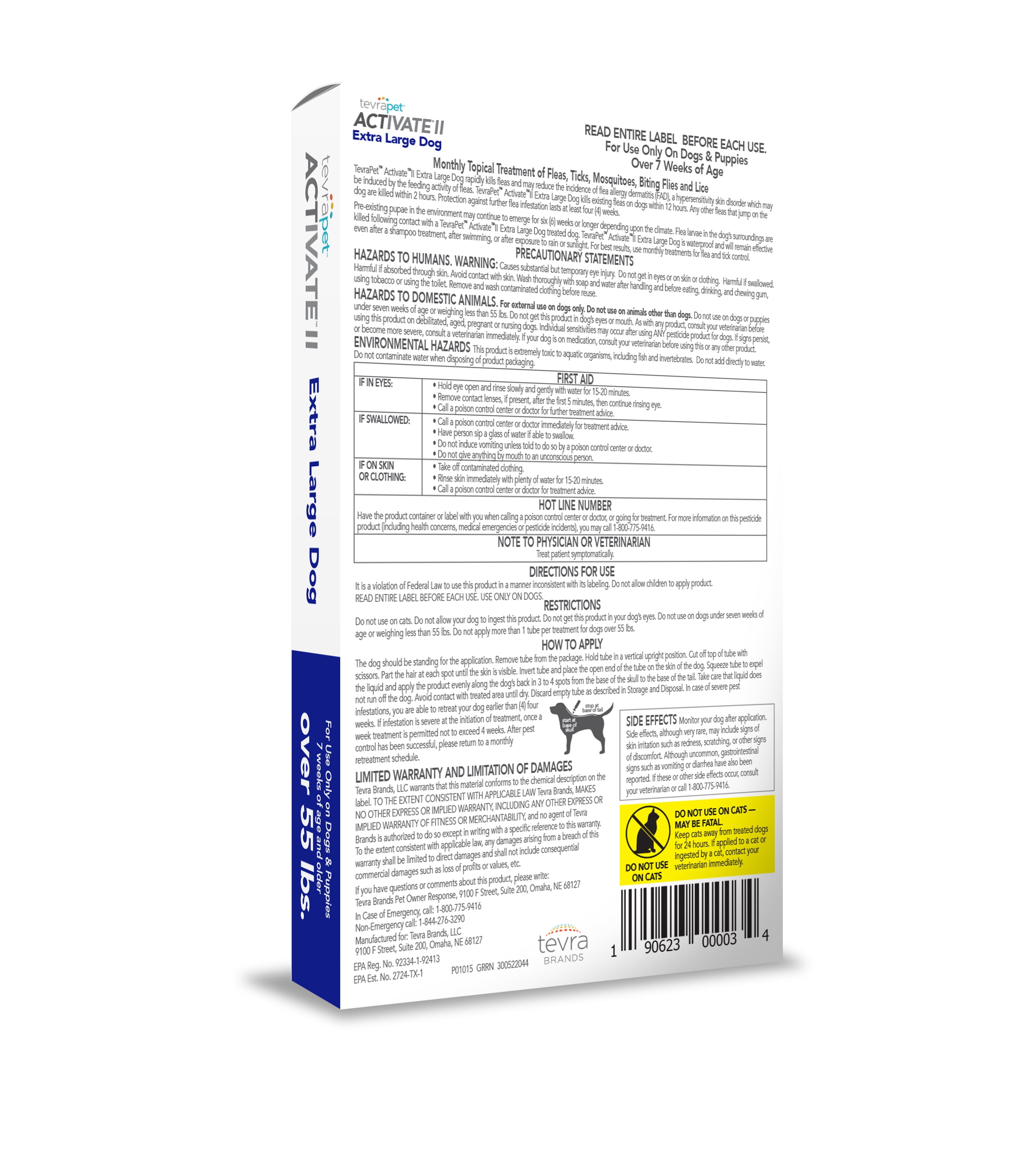 Buy TevraPet Activate II Flea and Tick Prevention for Extra Large Dogs