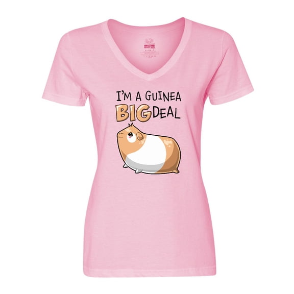 Inktastic I'm a Guinea Big Deal with Cute Guinea Pig Women's V-Neck T-Shirt
