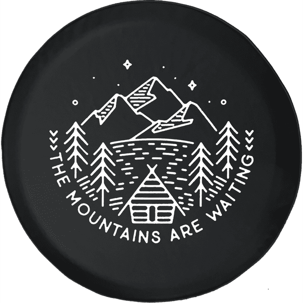 The Mountains are Waiting Cabin Pine Trees Lake Spare Tire Cover fits ...