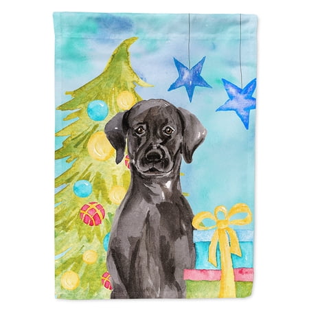 Black Labrador Christmas House Flag