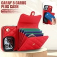 thumbnail image 6 of for iPhone 16 Pro Max Case, Wallet Phone PU Leather Case with Card Holder Crossbody Cover for Women Girls Strap Wristlet RFID Blocking Shockproof Protective Cover for iPhone 16 Pro Max, Red, 6 of 9