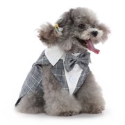 Multitrust Dog Casual Suit, Sleeveless Lapel Suit Vest+Patchwork Button Bowtie