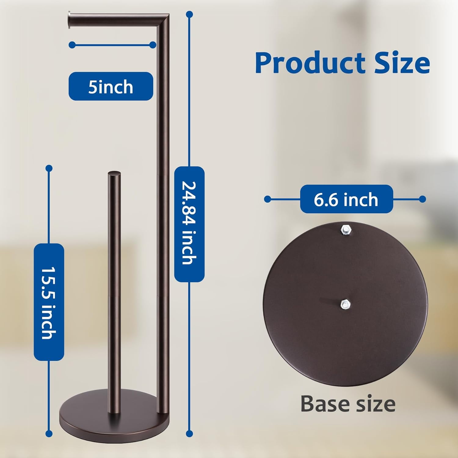 Toilet Paper Holder Stand,Toilet Paper Holder Free Standing,Chrome Toilet Paper Roll Holder for 4 Rolls,Bathroom Toilet Paper with Storage