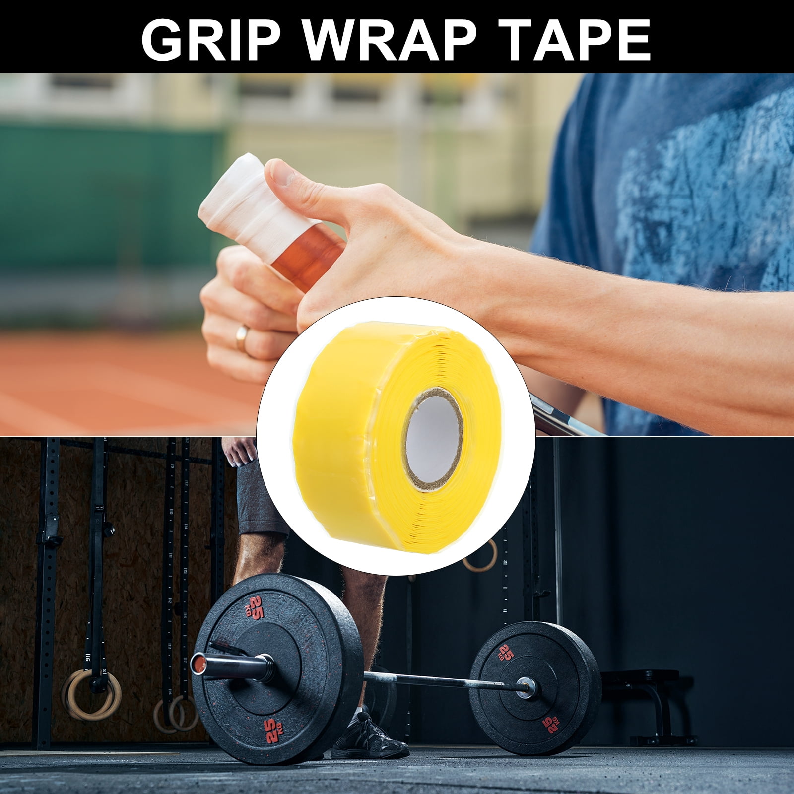 Uxcell Grip Tape, Self-Fusing Silicone Tape 17ft,Sealing Repair Wrap Tape, Yellow 2 Pcs