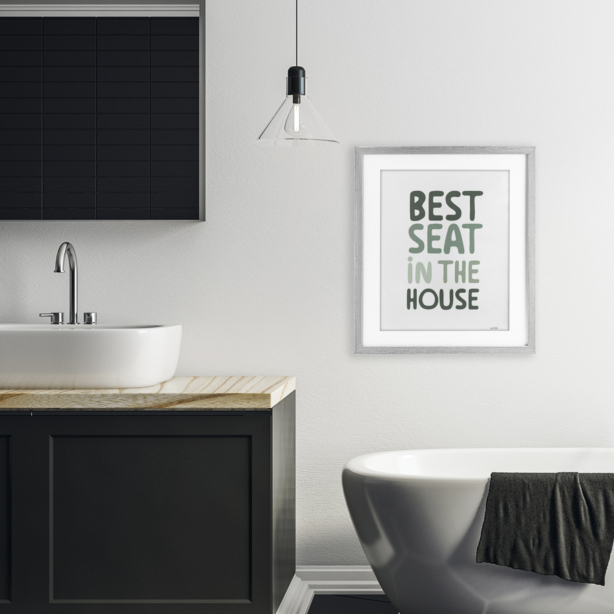 Stupell Industries Green Best Seat in House Gray Framed Print Under Glass, design by House Fenway