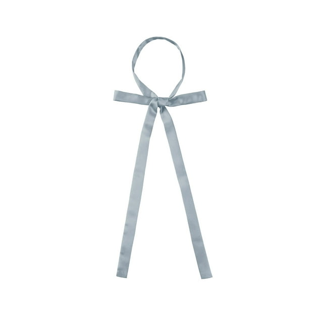 INSPIRE CHIC Women's Long Self Tied Bowtie Solid Color Adjustable Neck Elegant Bow Tie Gray One Size