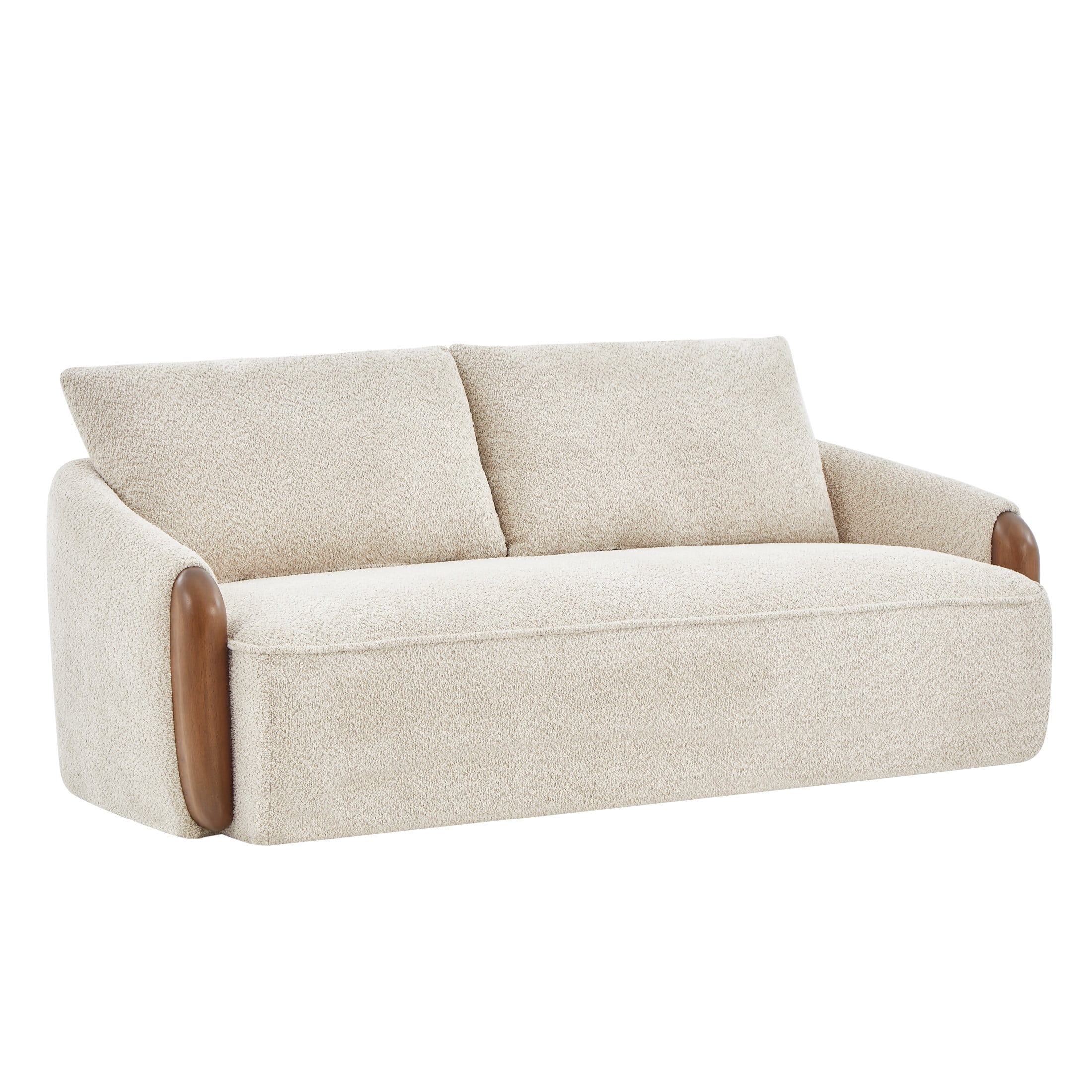 Christopher Knight Home 75" Modern Curved Boucle Sofa with 3 Seats, Solid Wood Frame, Sesame