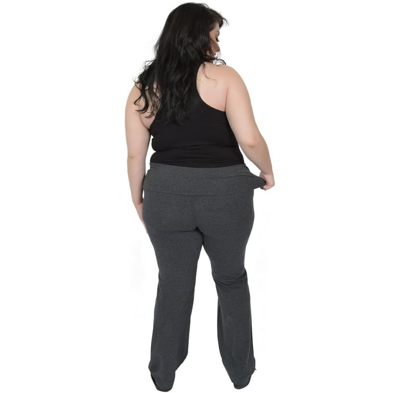  Stretch Is Comfort Womens Foldover Plus Size Yoga Pants All  Charcoal Gray 2X