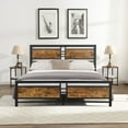 thumbnail image 2 of BTMWAY Full Size Metal Platform Bed Frame with Wooden Headboard and Footboard, No Box Spring Needed, 1100lbs Capacity, Rustic Brown, 2 of 10