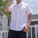 thumbnail image 1 of Camisa Elvqul Hombre Manga Corta Blanco Abotonada Solapa Casuales sin Estampado Con Bolsillos, 1 of 4