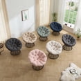 thumbnail image 6 of CQSXDA 360° Swivel Indoor Outdoor Rattan Chair With Brown Frame And Soft Cushion, Ergonomic Papasan For Reading Room Living Room And Bedroom Use, Pink, 6 of 14