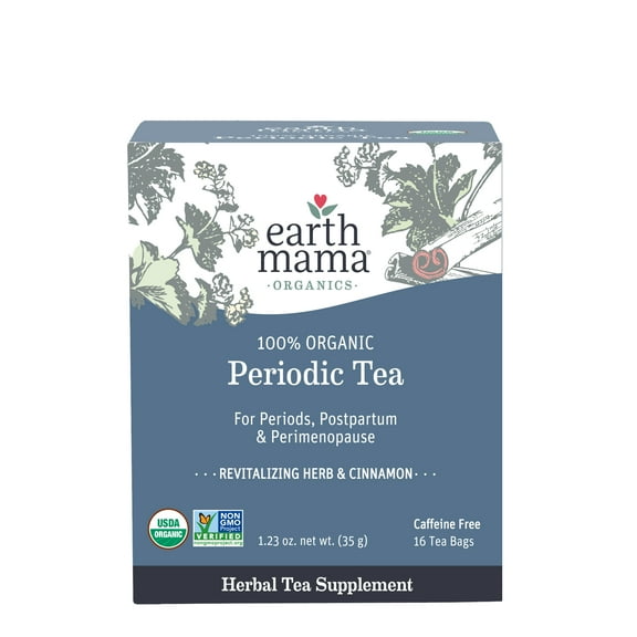 Earth Mama Organic Periodic Tea, Herbal Tea for PMS, Postpartum, and Perimenopause, 16 Tea Bags