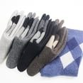 thumbnail image 3 of 5 Pairs Men's Socks Fashion Diamond Pattern Elastic Warm Knit Socks Crew Socks, 3 of 10