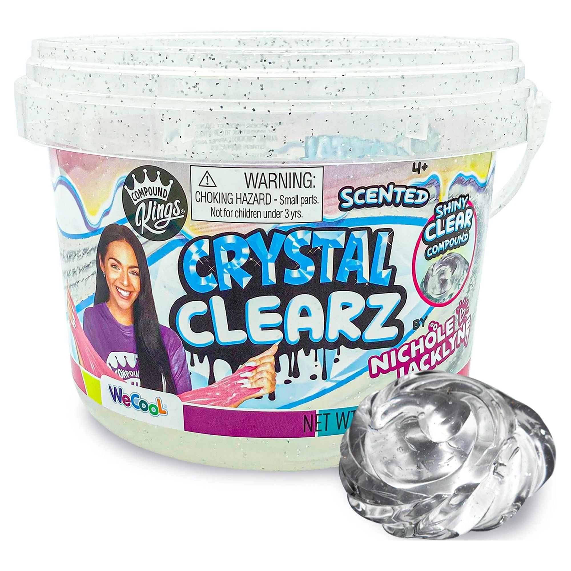 Compound Kings Nichole Jacklyne Crystal 'Clearz' Slime, Clear Color, Reusable Container, 1 Count