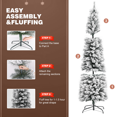 thumbnail image 5 of 7.5FT Pencil Christmas Tree Pre-Lit, Flocked Portland Pine Artificial Christmas Tree w/350 LED Lights & 573 PVC Branch Tips, Metal Hinges & Base, 5 of 7