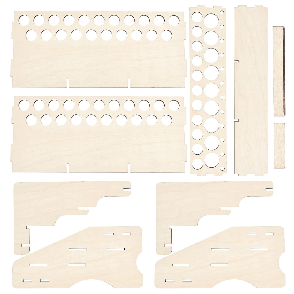 1 Set Basswood Leathercraft Tools Storage Rack Spool Thread Stand DIY Leather Craft Punching BurlyWood Finished Product: 29.8x40.7x14cm