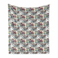 thumbnail image 1 of Floral Soft Flannel Fleece Blanket, Mixed Style Vintage Texture Watercolor and Hand Drawn Foliage and Leaves with Birds, Cozy Plush for Indoor and Outdoor Use, 70" x 90", Multicolor, by Ambesonne, 1 of 6