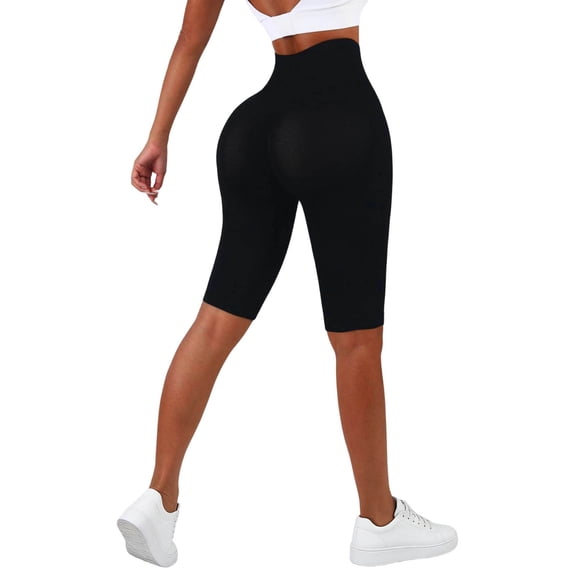 High Waist Capri Yoga Pants Lifting No Front Seam Workout Gym Pants for Women Tummy Control Running Leggings(Black,L)