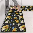 thumbnail image 2 of Kitchen Rugs Sets Of 2,Black Multicolor Flower Sunflower Pattern Anti Fatigue Kitchen Mat Rugs Non Slip Washable,Decorative Kitchen Floor Mats for Kitchen,Sink,Laundry,17"x47"+17"x47", 2 of 5