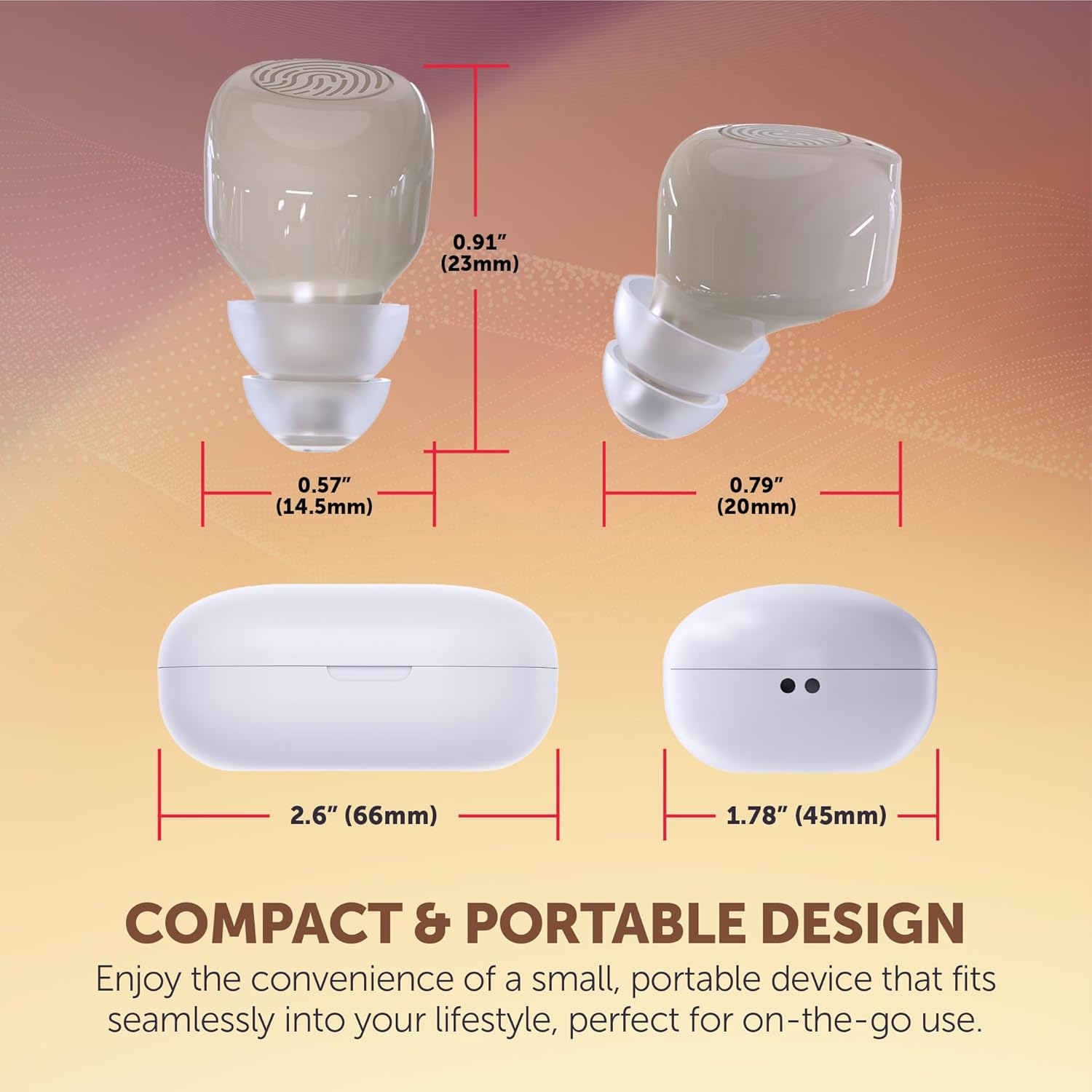 Invisible Hearing Aids for Seniors with Crystal Sound, Digital In-the-Ear Discreet & Comfortable Fit Hearing Aids with Intelligent Noise Reduction, One Button Control, Lasts Up to 100 Hours (Beige)