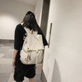 thumbnail image 2 of Mochila sólida para estudiantes, mochila grande con cordón, mochila grande para niños a la moda (blanco), 2 of 6