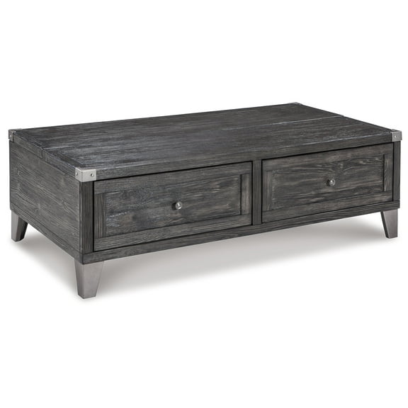 Signature Design by Ashley Todoe Lift Top Coffee Table, Dark Gray Rustic Industrial Cocktail Table with Two Storage Drawers and Removable Trays