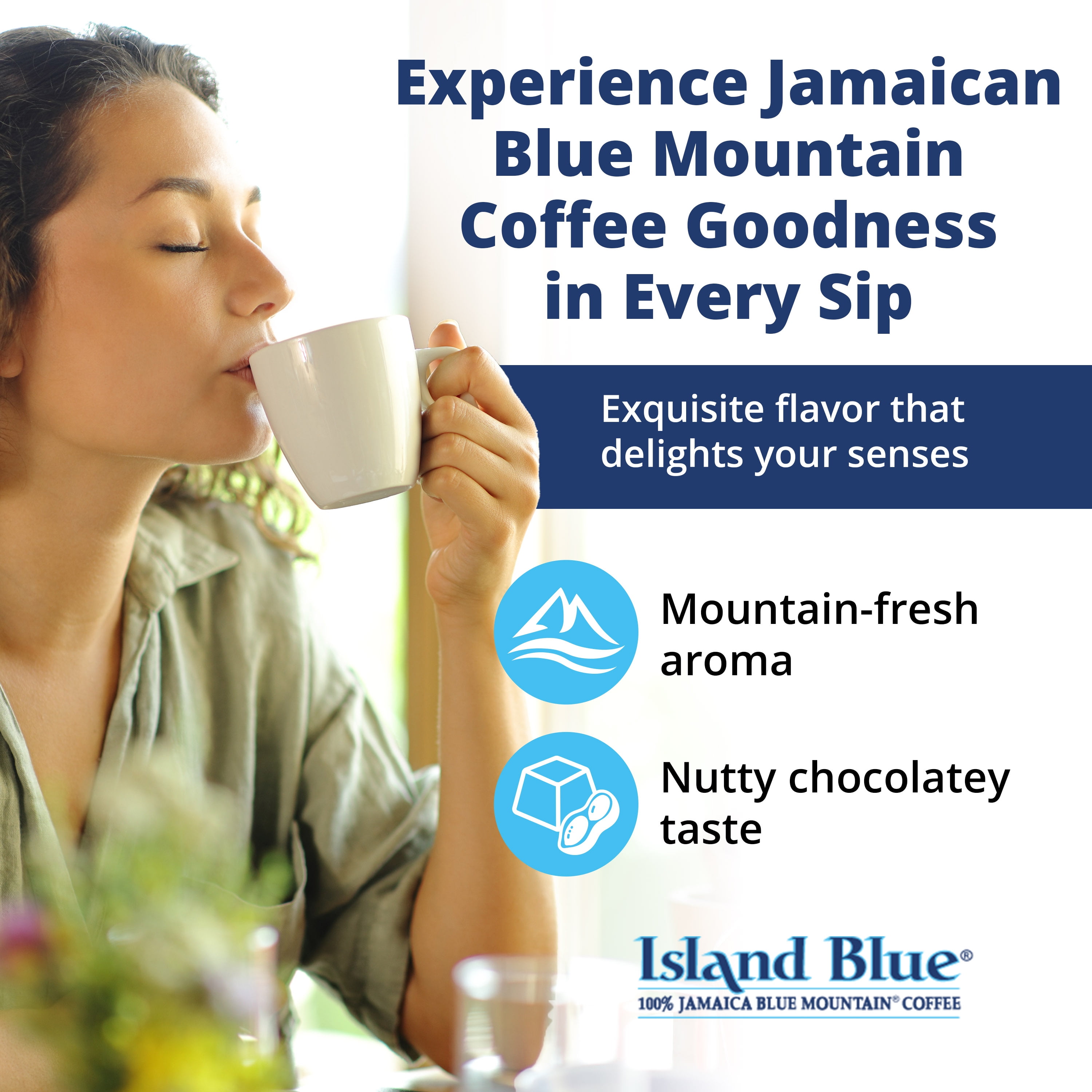 Island Blue Jamaican Blue Mountain Coffee Fresh Roasted Coffee Beans Medium Roast 16oz