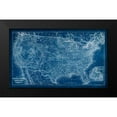 thumbnail image 2 of Vision Studio 18x12 Black Modern Framed Museum Art Print Titled - US Map Blueprint, 2 of 5