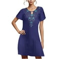 thumbnail image 2 of Viikei Summer Dresses Clearance,Women's Slim-Fit Short Sleeve Dress,Women's Casual Loose Summer Printed Short Sleeved Dress Navy M, 2 of 5